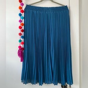 High waist pleated midi teal skirt - size: 3X